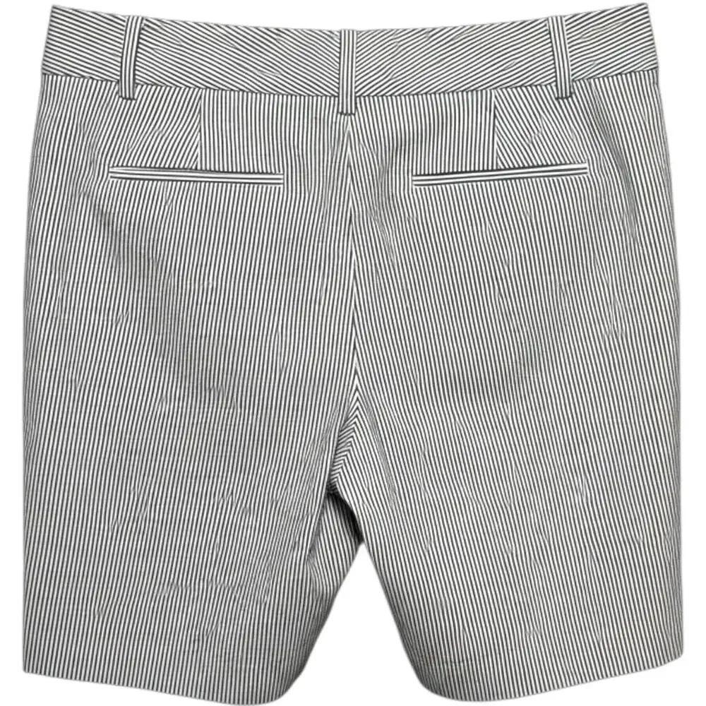 Ann Taylor Factory Cotton Mid Rise Seersucker Shorts Gray White 10